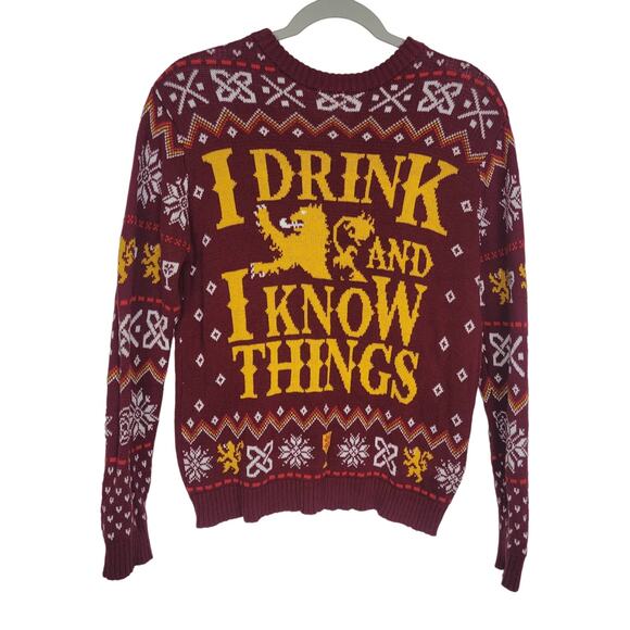 Game of Thrones I drink and I know Things Knit Sweater Small - Picture 1 of 7